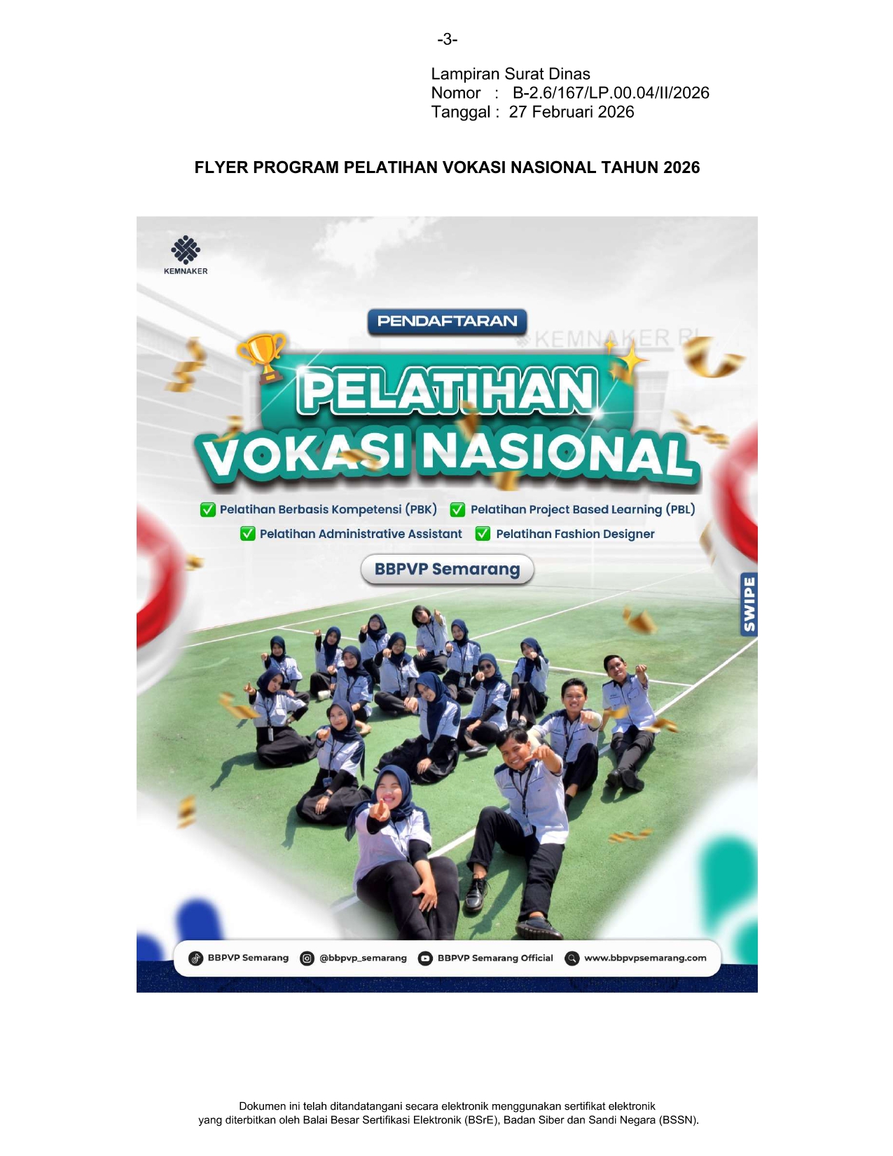 Program Pelatihan Nasional Tahun 2026 bagi para Alumni SMA  dan SMK