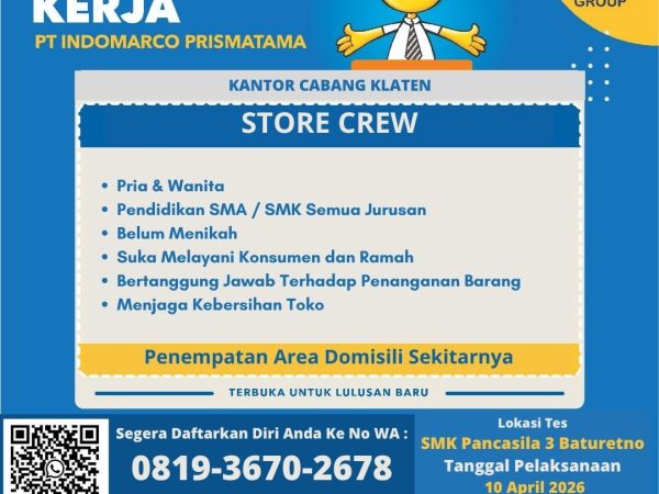 LOKER PT INDO MARCO PRISMATAMA