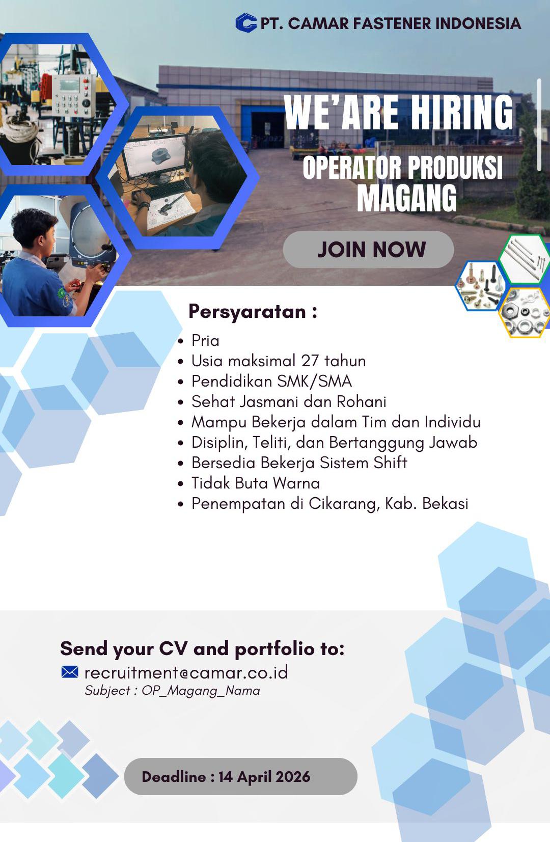 LOKER PT. CAMAR FASTENER INDONESIA