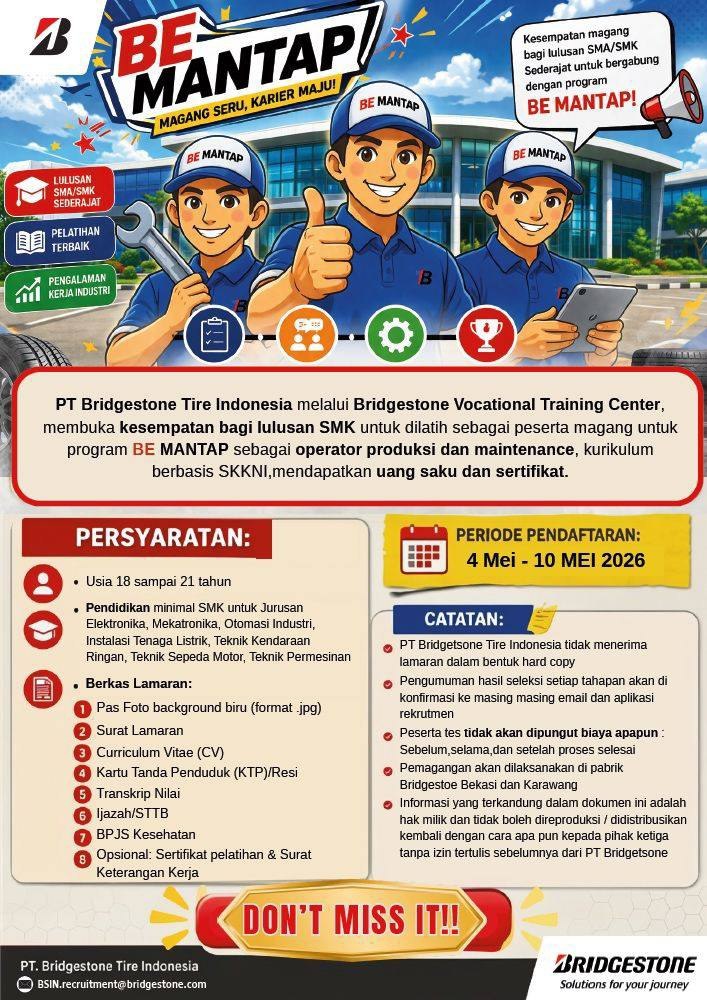 LOKER PT. BRIDGESTONE TIRE INDONESIA