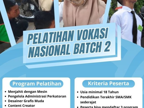 [PENGUMUMAN] Pendaftaran Pelatihan Vokasi Nasional Batch 2 Tahun 2026
