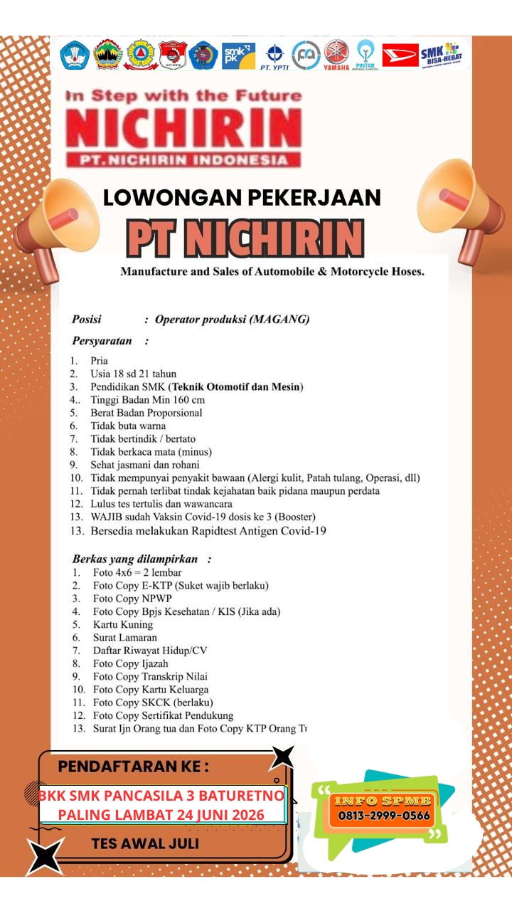 LOKER PT. NICHIRIN INDONESIA