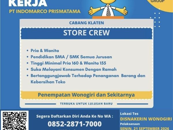 LOKER PT. INDOMARCO PRISMATAMA
