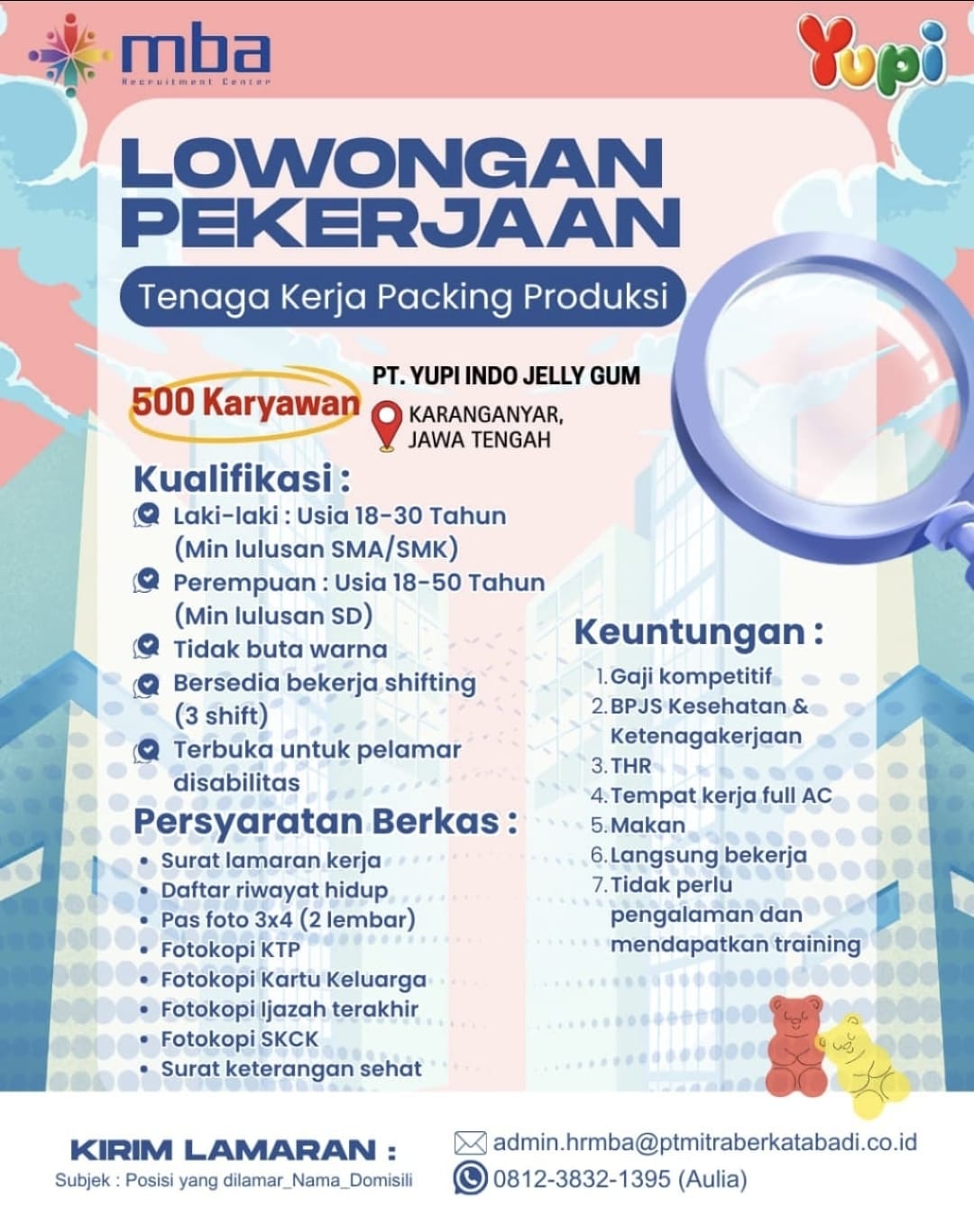 LOKER PT. YUPI INDO JELLY GUM